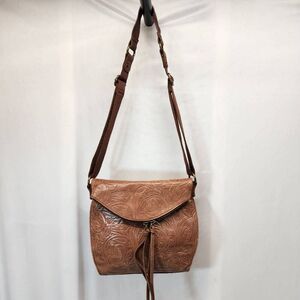 The Sak Silverlake Crossbody Bag Leather Studded Boho Brown Purse Embossed